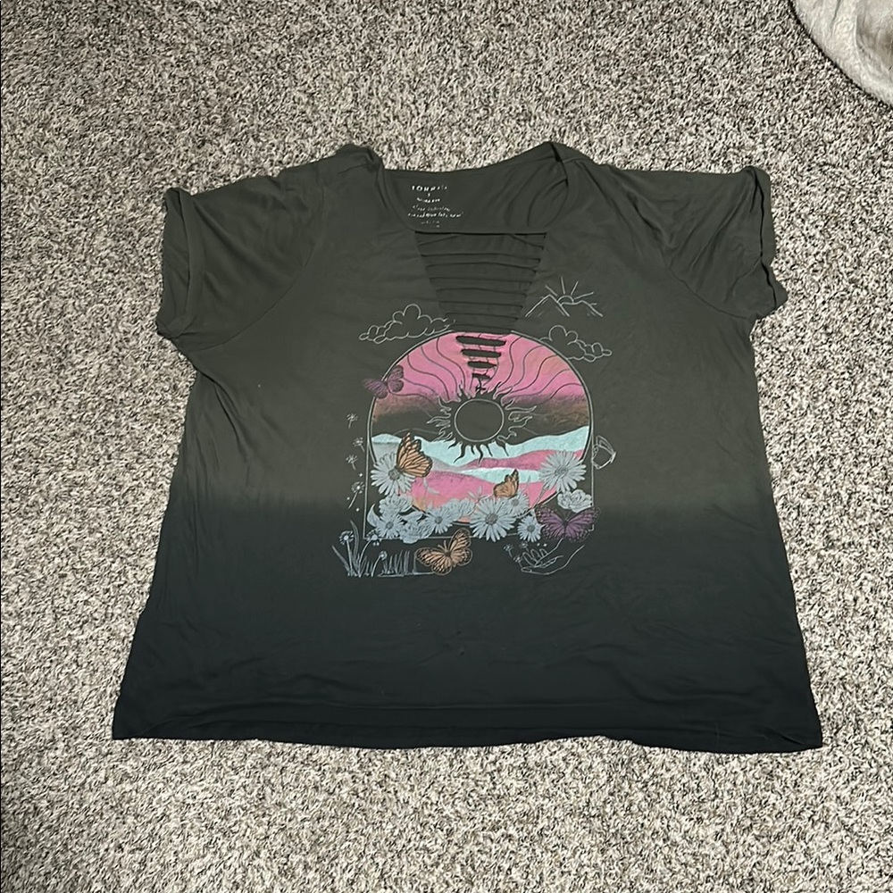 Torrid Black and Pink Crop Graphic Tee